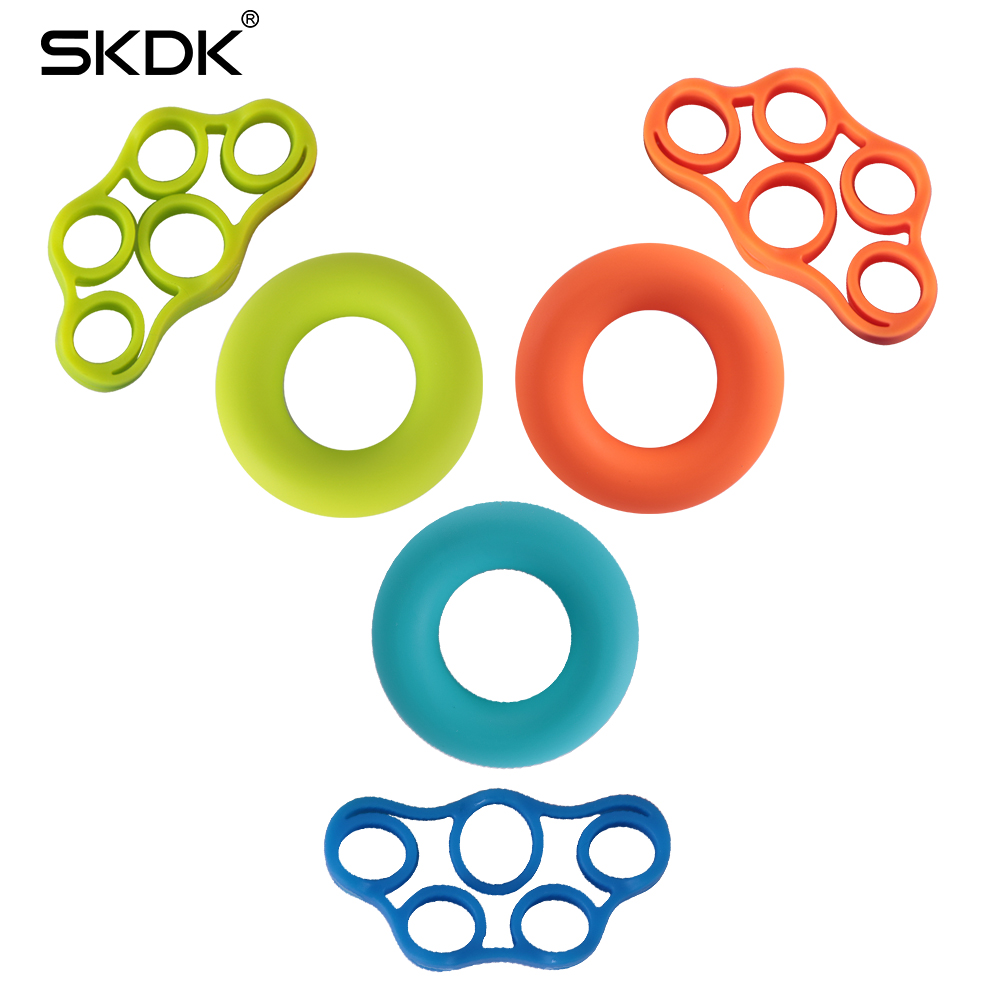 SKDK 1Set Silicone Hand Gripping Ring Finger Strength Trainer Exerciser Workout Gym Fitness Finger Expand Gripper