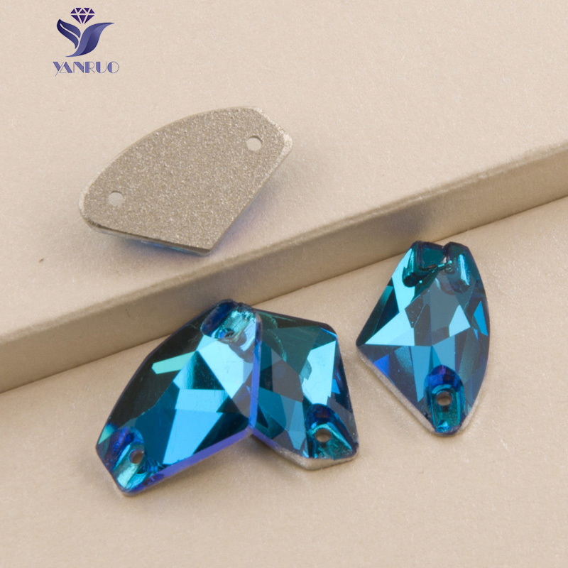 Yanruo 3256 Galactische Blauwe Zirkoon Naaien Op Stenen Steentjes Genaaid Glass Crystal Stenen Voor Trouwjurk Kleding