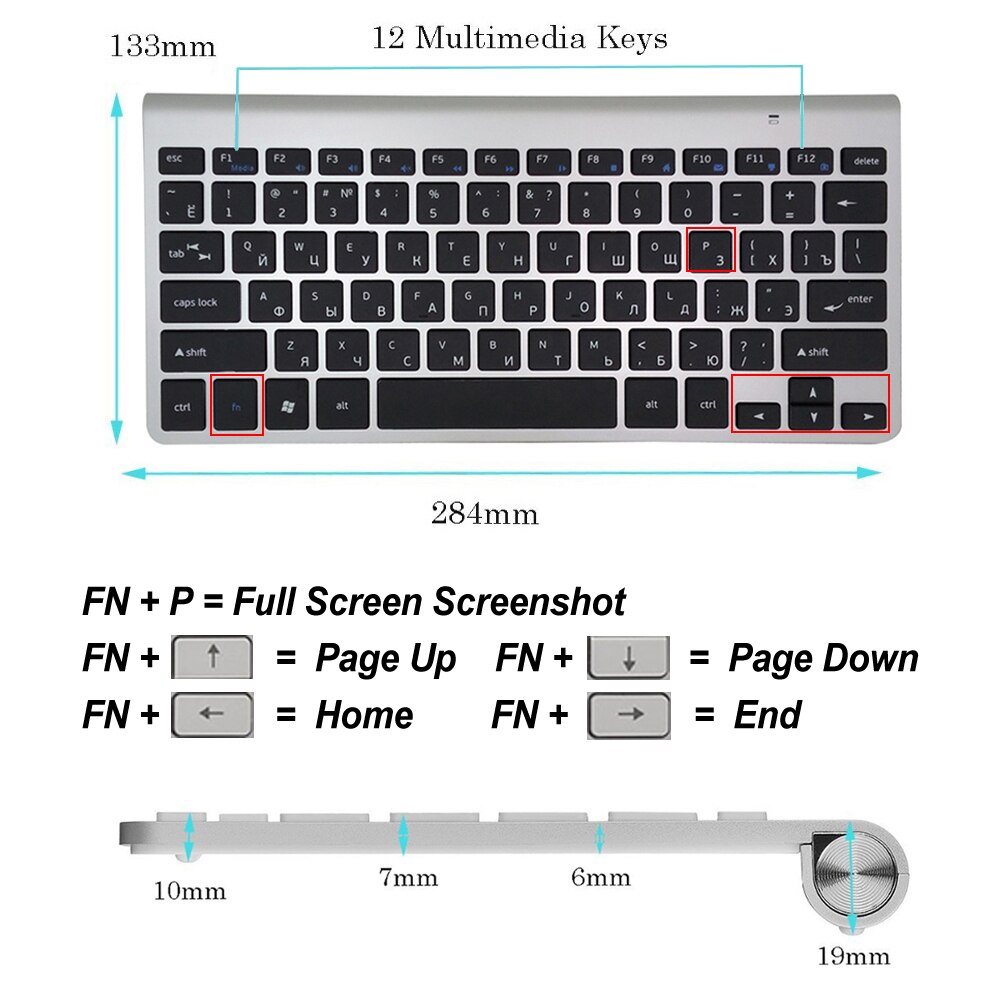 Russische Tastatur Ultra Dünne Stumm Drahtlose Tastatur Schere 2,4G Tastatur für Mac Fenster XP 8 7 10 Aussicht Android TV Kasten