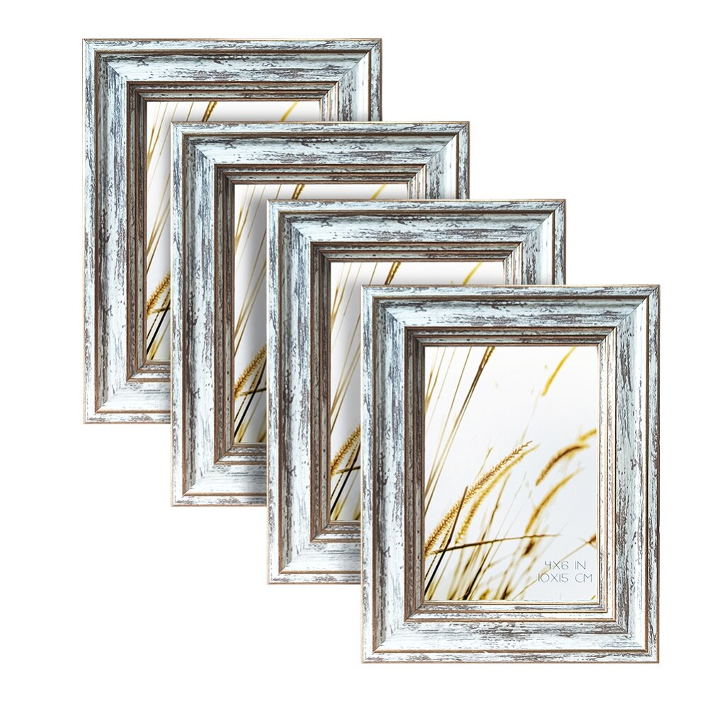 4Pcs Fotolijsten Muur Fotolijst Wit 10X15Cm Diy Poster Desktop Display Woonkamer Slaapkamer Thuis wanddecoratie: 4pcs 4x6 INCH