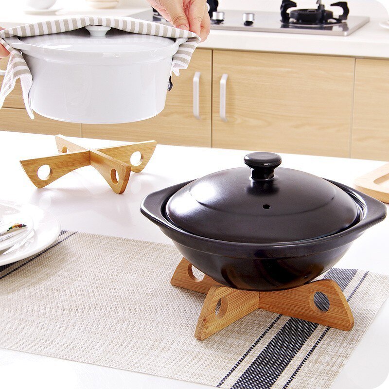 Support de Table en bois détachable, tapis de Table en bois, Pot de cuisine, maniques isolées thermiquement, napperon Anti-chaleur vapeur, support de plat de refroidissement, Gadget