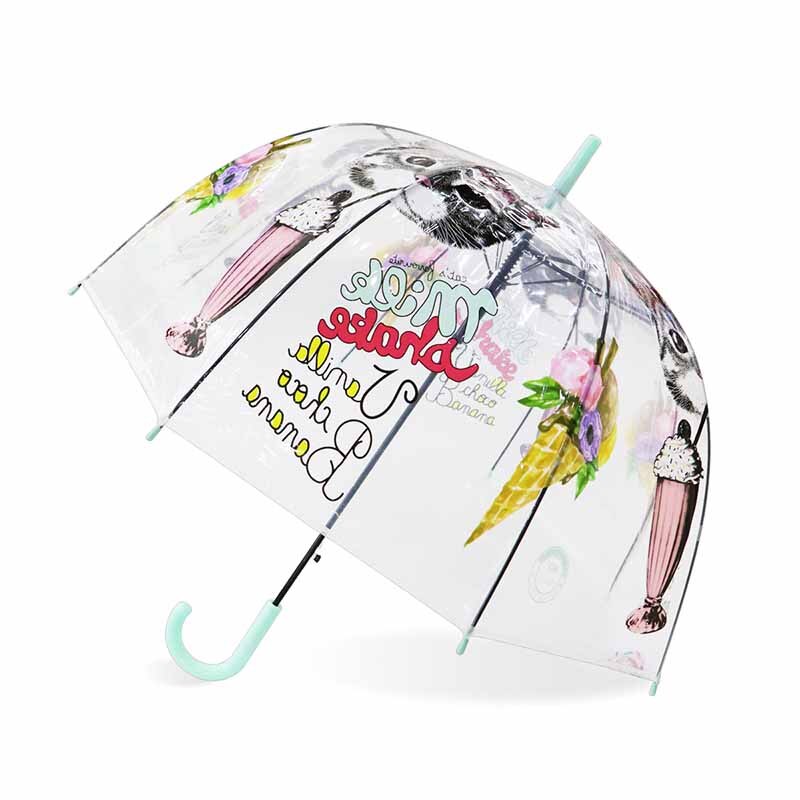 Transparente Dach Ahorn Blätter Sonnenschirme Kreative Sakura Regenschirm Karikatur Katze Regenschirme Niedlich Vogel KäFeige: Eis Creme Grün