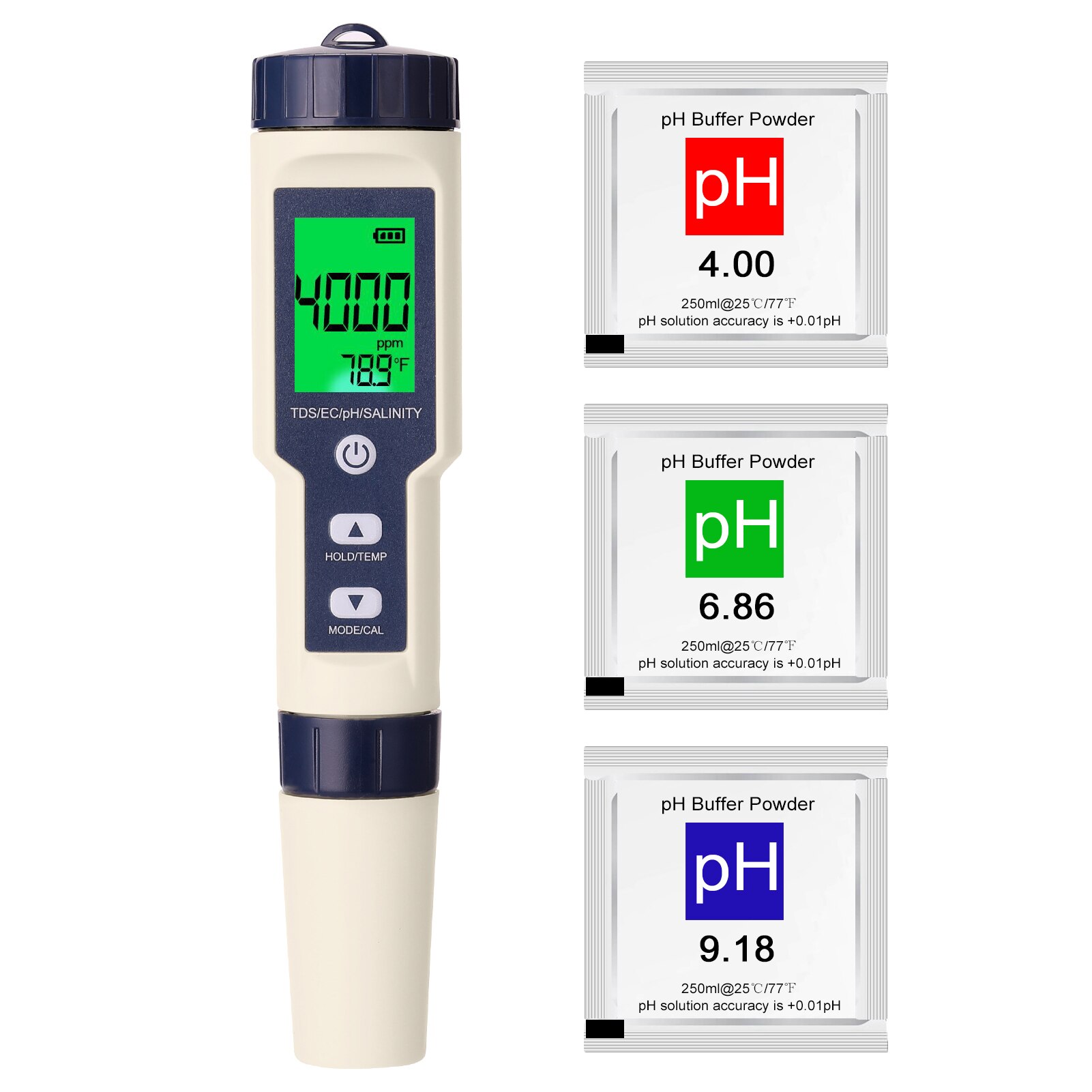 5 in 1 Multi-parameter Combo Testing Meter PH/EC/TDS/Salinity/Thermometer Digital Multi-Function Tester Water Tester: with Blacklight