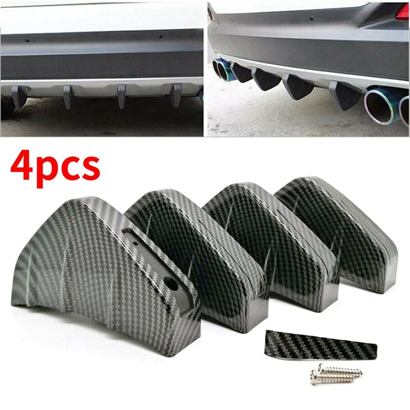 Difusor de parachoques inferior trasero de coche Universal estilo carbono 4 Uds.
