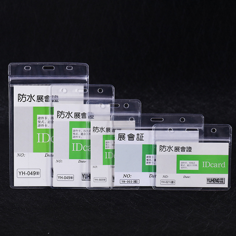 50 Uds. Portatarjetas transparente de PVC resistente al agua, portatarjetas de plástico para tarjetas de identificación para tarjetas de empleado, tarjetas de estudiante, tarjetas de crédito