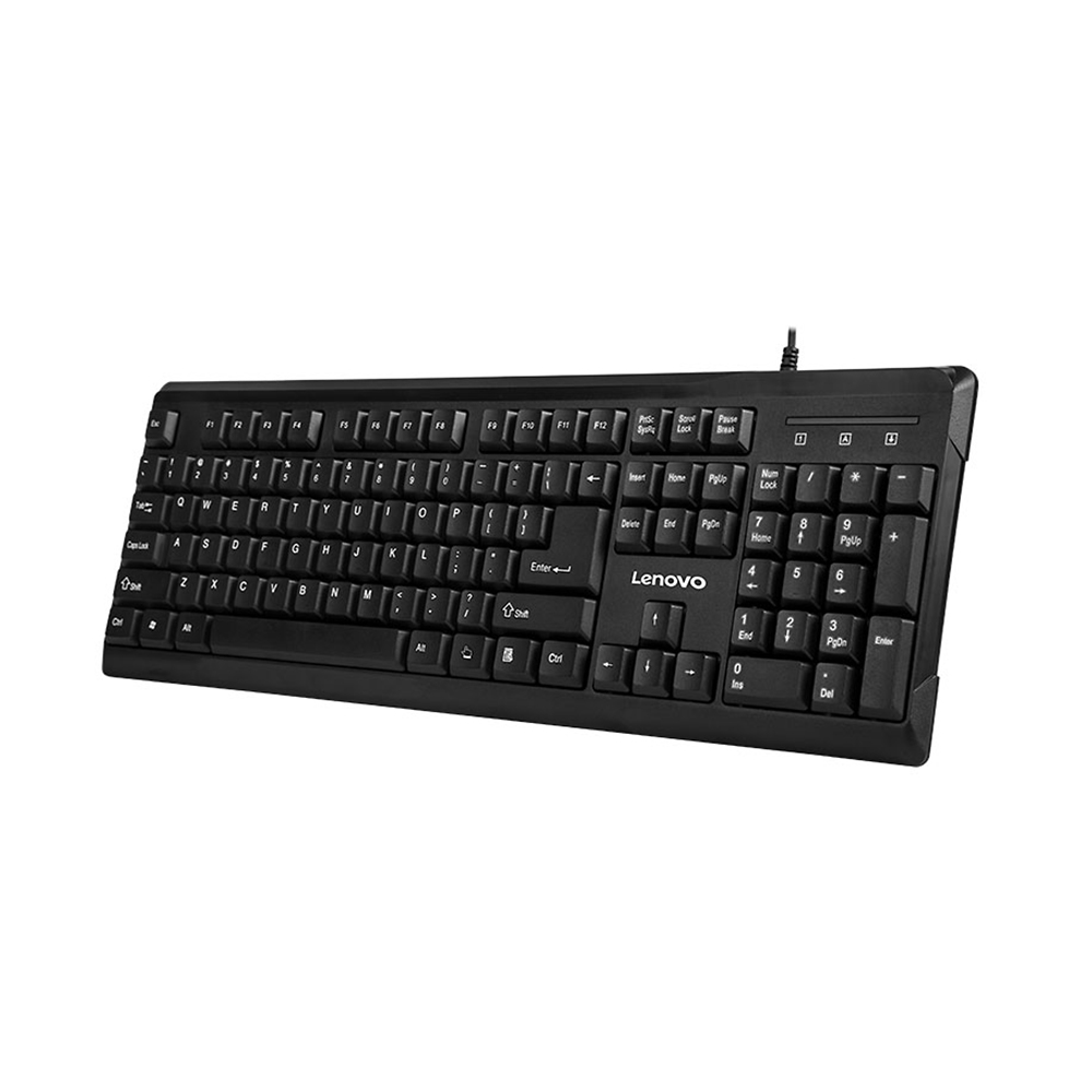 Lenovo MK618 Wired Keyboard Mouse Combo Ergonomic Desktop Full Size USB Mouse Keyboard Set with Number Pad 1000DPI Optical Mouse