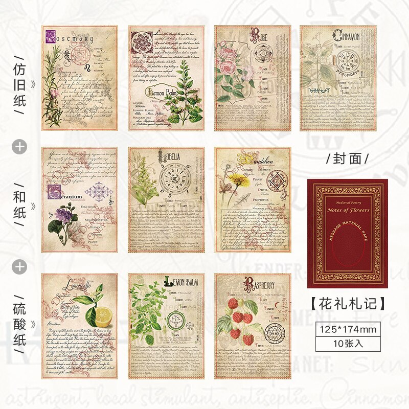 10 sztuk/zestaw średniowieczny wiersz serii papierowy materiał graty dziennik planista Scrapbooking dekoracja w stylu klasyczny DIY rękodzieło dokument informacyjny: A