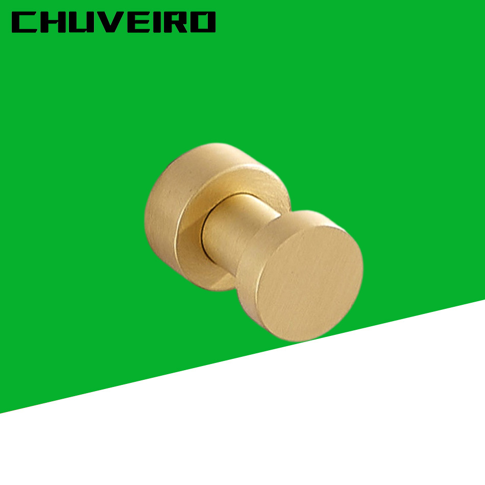 Geborsteld Goud Badkamer Haak Messing Creatieve Toilet Slaapkamer Decoratieve Muurbevestiging Ronde Robe Haken Kleding Jas Handdoek Deurhouder