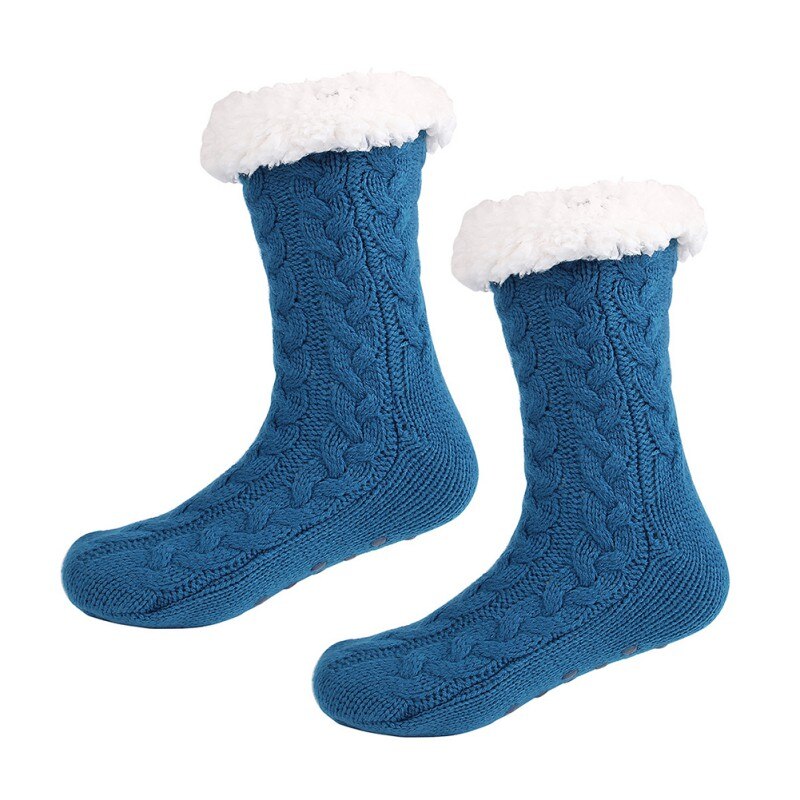 Vinter dam tofflor strumpor fleece foder stickade mjuka strumpor halkskydd utomhus sport skridskoåkning skidåkning varma strumpor: Hl