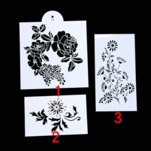 3pc Rose Flower Stencil DIY Decoration Painting Template Scrapbooking Photo Album Embossing Accessories Office School Supplies: Default Title