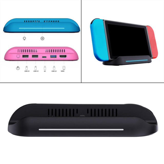 Portable Dock Station USB 3.0 2.0 Replacement Switch Host Charger Dock Video Conversion Switch Dock for Nintendo Switch Host: black