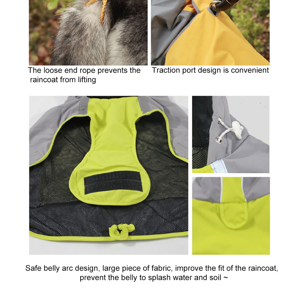 Impermeable para perro mascota perros de compañía, impermeable, impermeable, reflectante, con capucha, Poncho, chaqueta de lluvia, abrigo para exteriores, ropa para perros abrigo