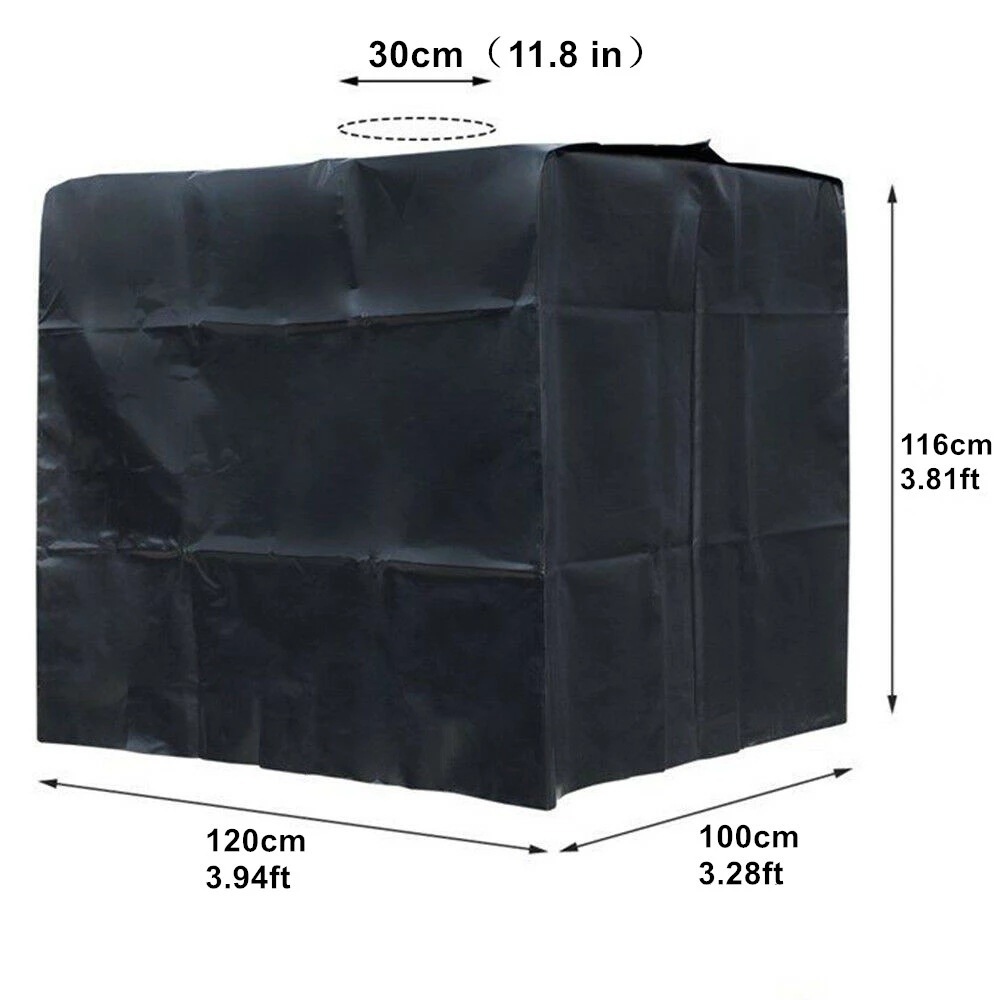 Ton Barrel Cover Outdoor 420D Water Tank Cover Zipper Stamped Waterproof Fabric Dustproof And Heat Insulation: Black