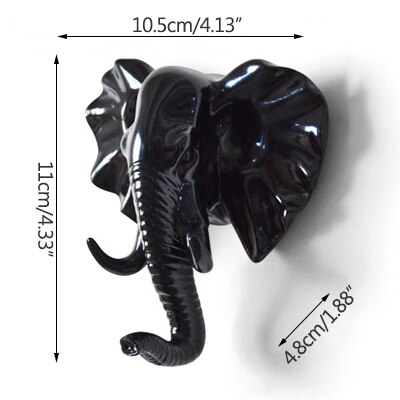 Hanger sleutelhaak multifunctionele amerikaanse kledinghaak houder decoratieve haak dierenhaak muur huishoudelijke naadloze klevende haak: Zwarte olifant