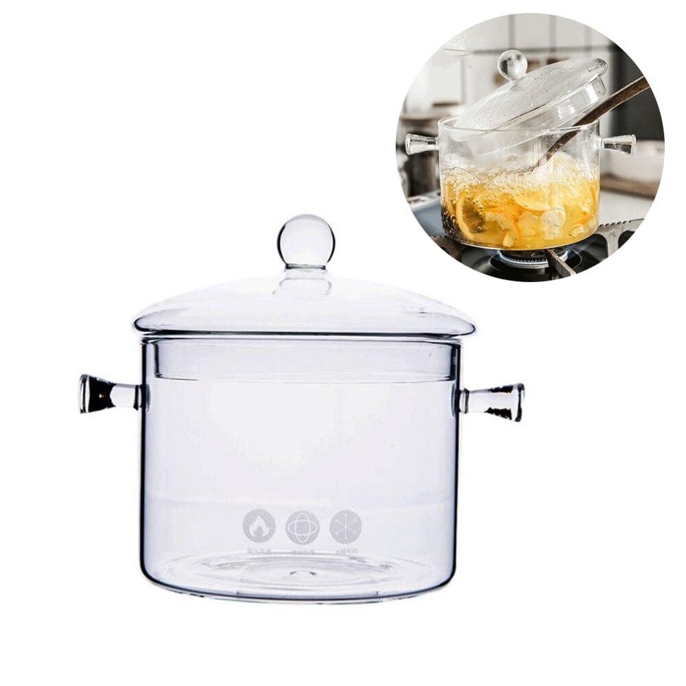 Heat Resistant Soup Pot Glass Cooking Pot Transparent Stew Pot Pan Instant Noodle Pot Noodles Bowls for Home Kitchen Restaurant