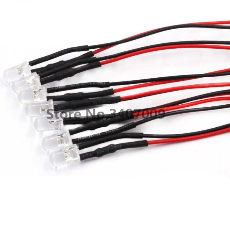 10PCS 3mm 5mm LED 5-12V 20cm Pre-wired White Red Green Blue Yellow UV RGB LED Lamp Decoration Light Emitting Diode Pre-soldered