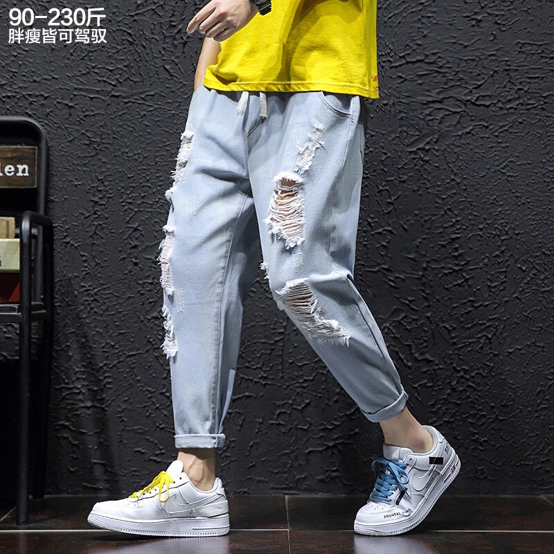 Pantalones vaqueros de para hombre, pantalones de estilo coreano Harajuku con agujero roto, holgados de talla grande, Harem, ropa,: 5 XL
