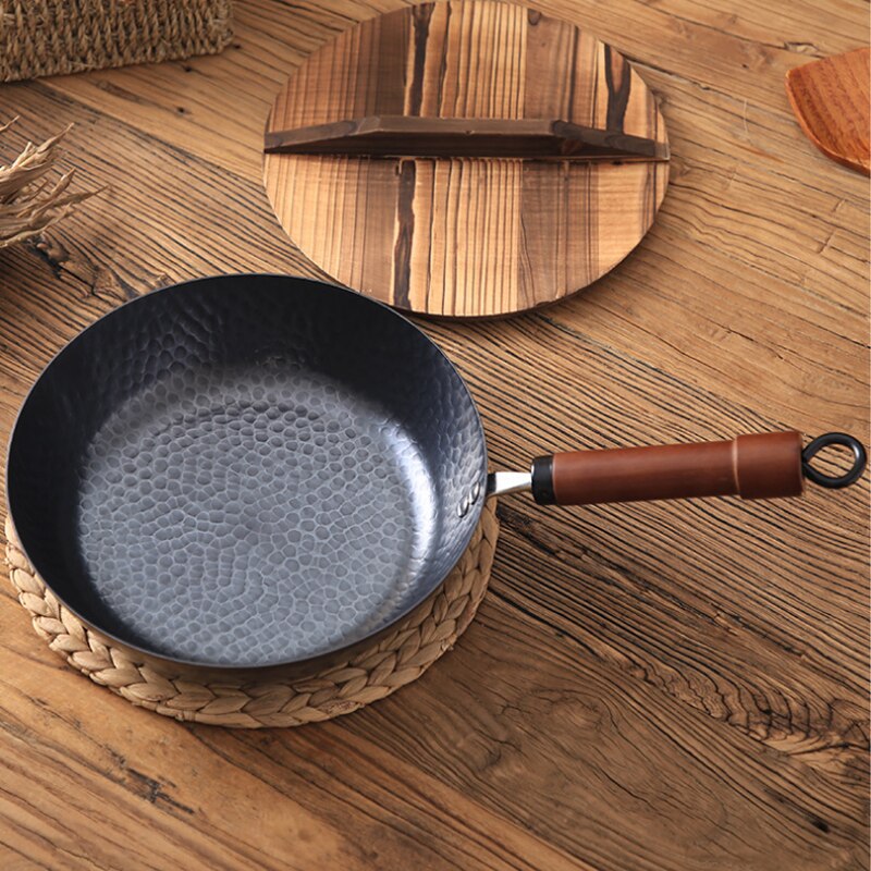 Martillo sartén de hierro fundido, acero al carbono Wok de, sartenes antiadherentes duraderas, para cocina de Gas y cocina de inducción, utensilios de cocina