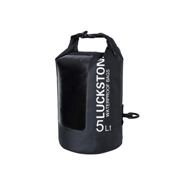 Luckstone Camping Hiking PVC Dry Bag Ocean Pack Waterproof Backpack Rafting Bag Waterproof Bag For Mobile Phone Dry Pack 5L: black