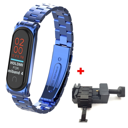 YUEDAER mi Band 4 correa de Metal para Xiaomi mi Band 4 correa de acero inoxidable mi Band 4 correas de muñeca mi lanese Loop mi Band4: Steel Blue ad tool