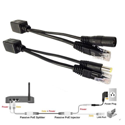 Pack 10 pairs Power over Ethernet PoE Adapter Injector Splitter Kit PoE Cable