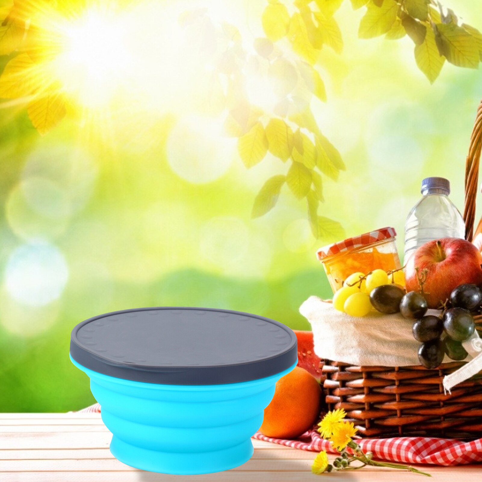 Vaisselle pliable en Silicone, récipient alimentaire Portable, plat à salade, Camping voyage bol de nourriture en plein air pour la cuisine