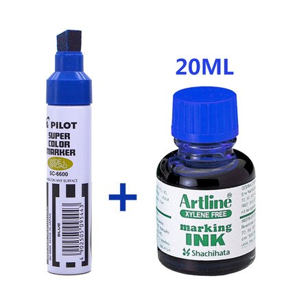 Japan PILOT Oily Box Head Pen Bold Ink Pen Waterproof Non-fading Big Head Pen Logging Marker SC-6600: blue