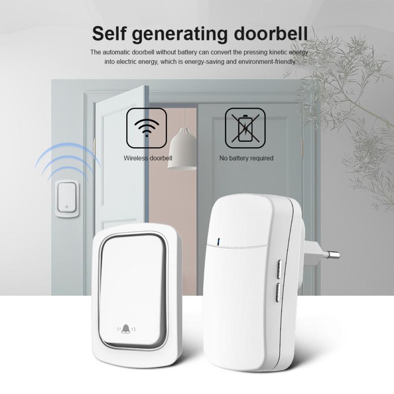 Wireless Doorbell Ring Doorbell Smart Welcome Door Bell Alarm No Battery Required US EU UK Plug Waterproof Home Door Chimes