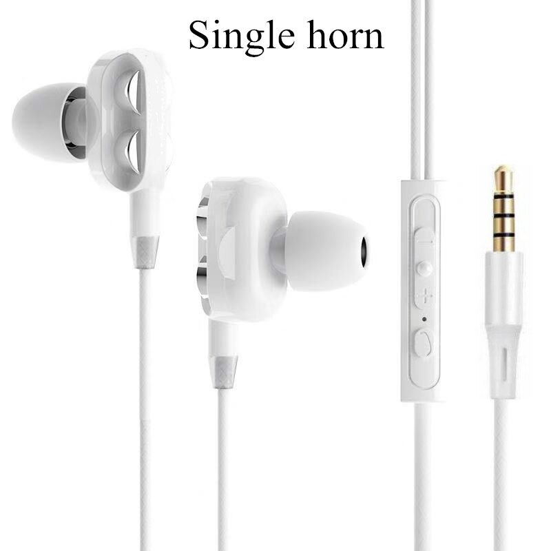 Stereo oordopjes met dubbele aandrijving, in-ear sportheadset met microfoon, mini-oordopjes, handsfree oordopjes voor iphone, samsung, huawei, xiaomi: Wit (enkele hoorn)