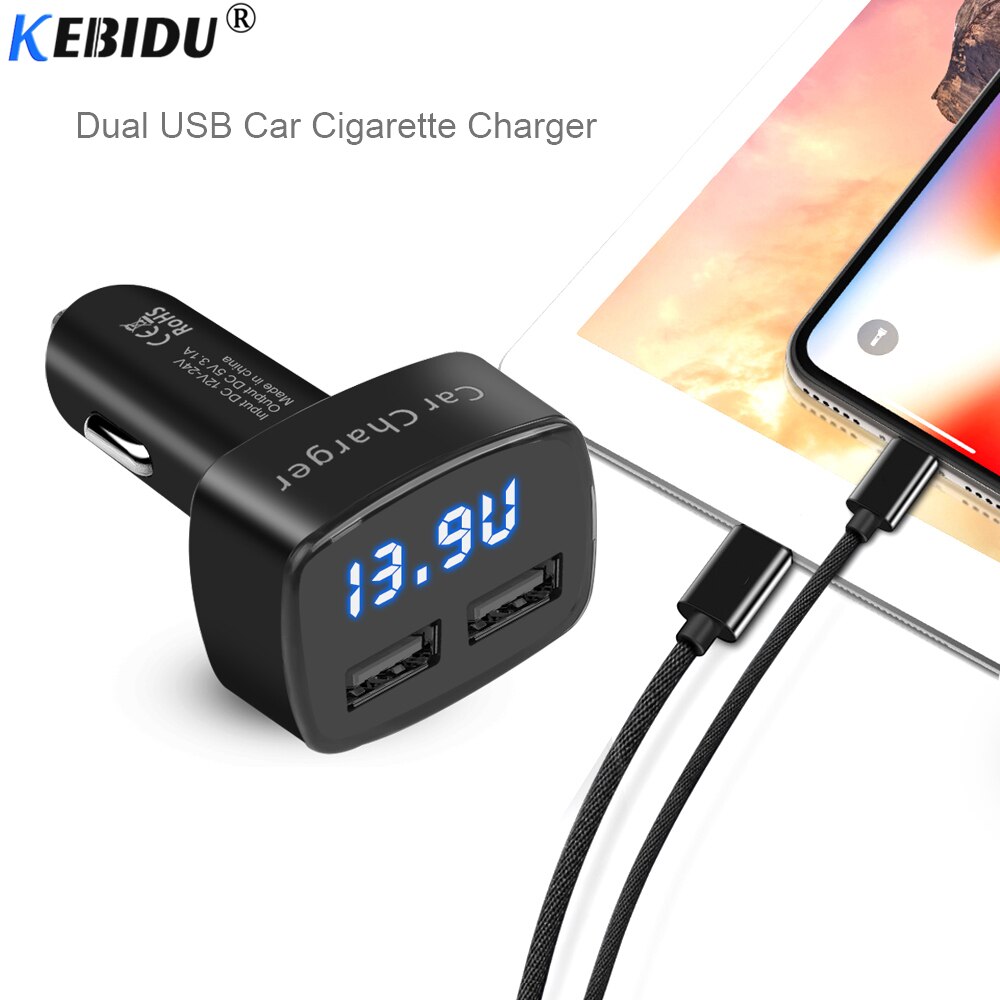 KEBIDU Dual USB Hafen Telefon Ladegerät 4 in 1 Auto Zigarette Ladegerät Adapter DC 12-24V 3,1 A temperatur/Spannung/Strom LED-anzeige