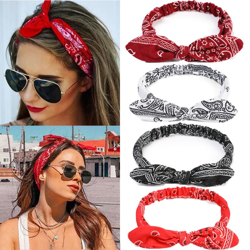 Bandeau élastique à nœud croisé pour femmes, style Boho, imprimé doux et solide, style Vintage, Turban, bandana, accessoires pour cheveux