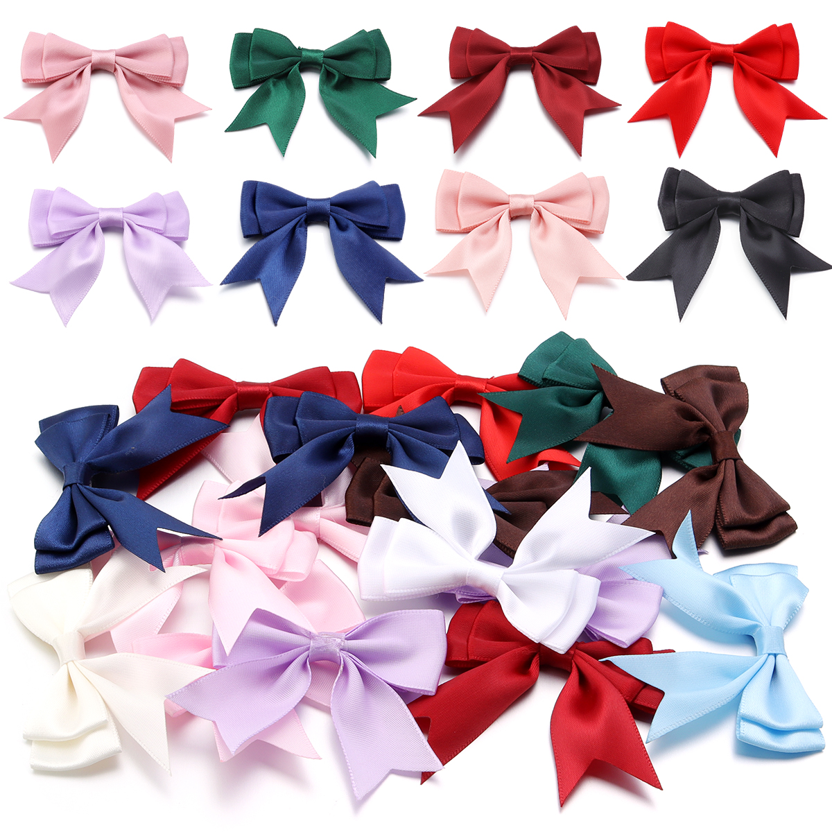 10 stks/partij Satijnen Lint Strikken Leuke Kleurrijke Dacron Dubbellaags Strik Boog Bloem Voor DIY Craft Kleding Decoratie Accessoires