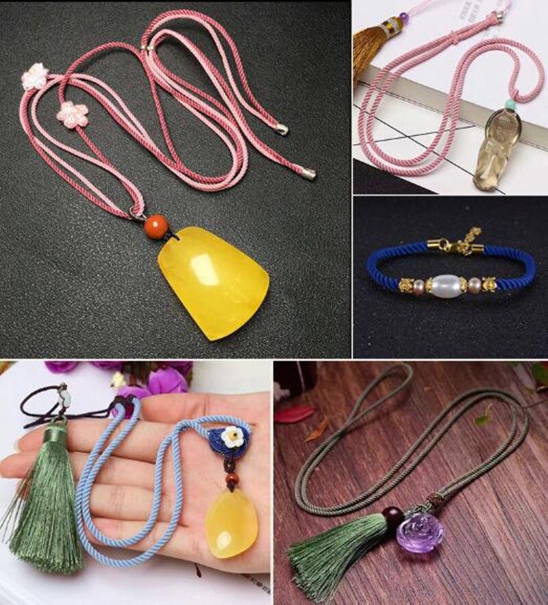 Fil Milan pour bijoux, 5Yards, 3mm, corde tressée à la main, Bracelet, ceinture, chaîne, rouge, pendentif en or