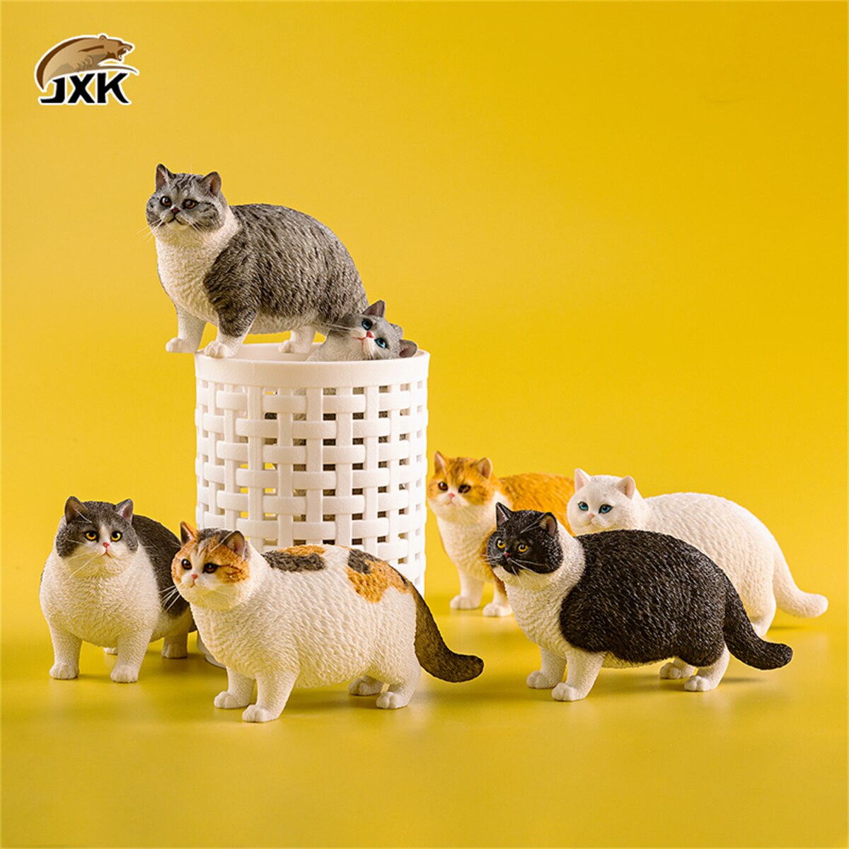 Jxk 1:6 Schaal Vet Kat Figuur Leuke Pet Animal Model Collector Kids Toy Desktop Decor Korthaar Kat Trendy Ornamenten