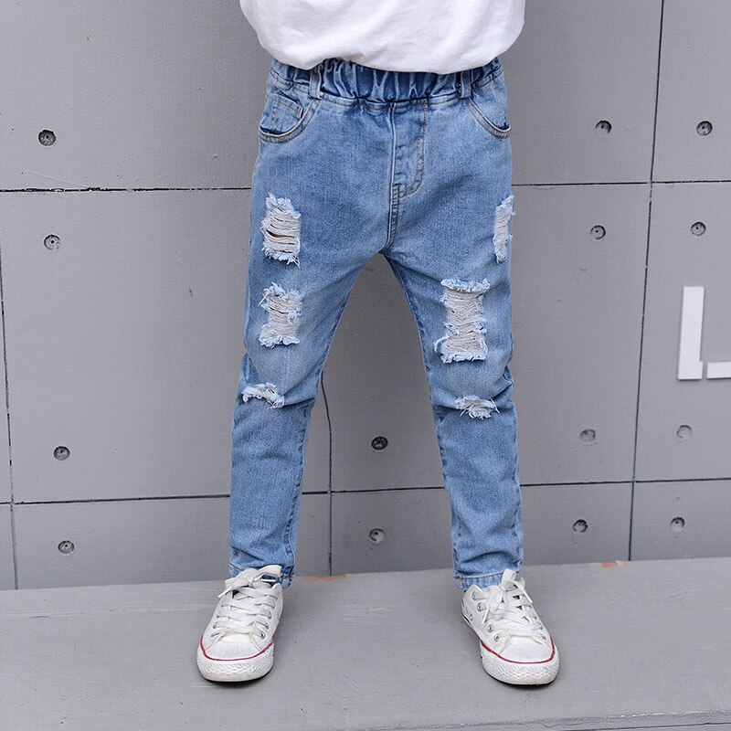lässig Jungen Jeans Feste Elastische Taille Lange freundlicher Hosen Neue verlieren Löcher Jungen Denim Hosen für 8 10 12 14 jahre freundlicher: 5