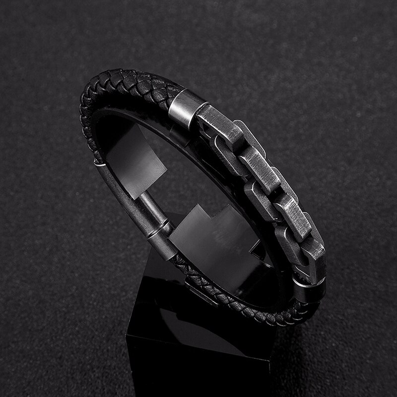 Vintage armbånd til mænd reb kæde smykker viking rustfrit stål læder mandlige armbånd motorcykel tilbehør venner