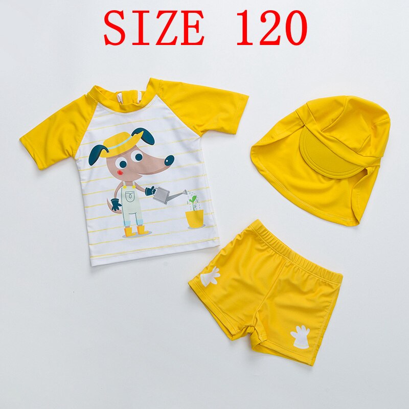 Jongens Badmode Cartoon Print Kinderen Zwemmen Pak Uv 50 Zon Beschermd Drie Stukken Split Baby Bad Kleding Kids Beach Wear: SIZE 120