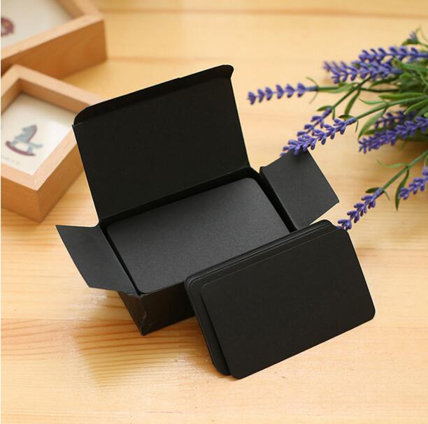 90pcs/box Pocket DIY Graffiti Blank Vocabulary Word Card Round Corner Small Message Card Stationery Accessories: Black