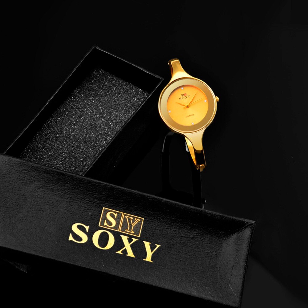 Guld ur luksus krystal armbånd ur kvinder ure top mærke dame ur rustfrit stål kjole ur reloj mujer