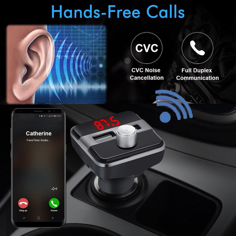 Auto Mp3 Speler Draadloze Bluetooth Auto Fm-zender Radio Lcd Aux Sd-kaart Dual 2 Usb Charger Mp3 Speler Auto elektronica