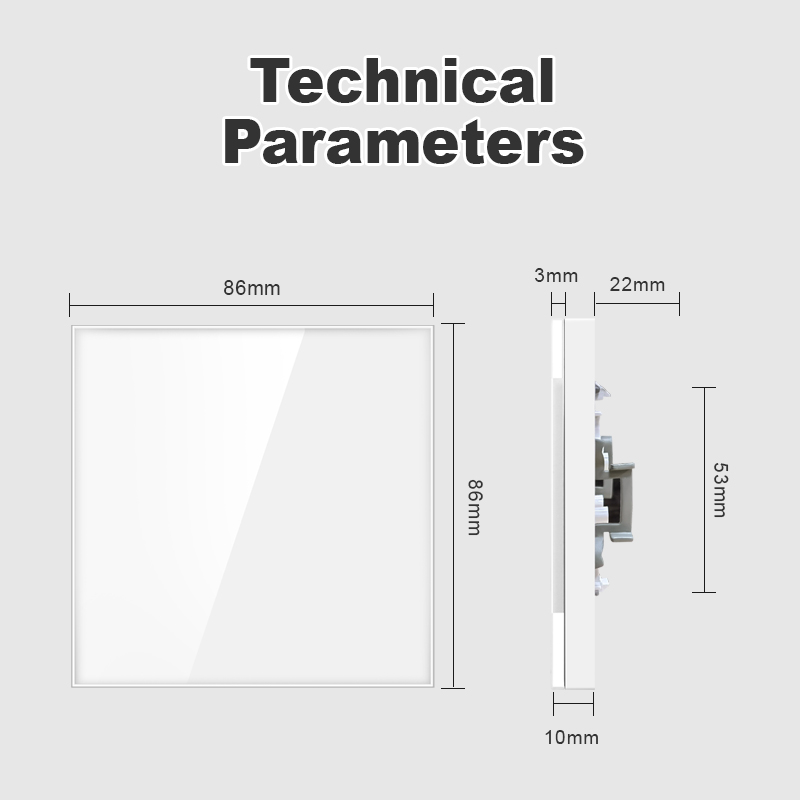 blank cover plate with installation iron plate 86mm*86mm black and white gold gray tempered glass switch socket panel white boar