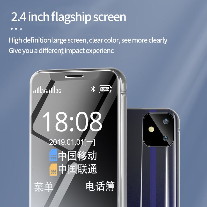 I11 Ultra-thin Mini Student Card Mobile Phone WCDMA 3G GSM 2G Touch Key Support Vibration MP3 Metal Frame Flashlight Cellphone