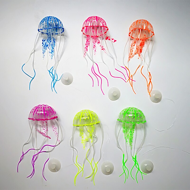 Glowing Effect Artificial Jellyfish for Aquarium Decor Fish Tank 1pc Silicone Simulated Underwater Live Glowing Artificial Vivid