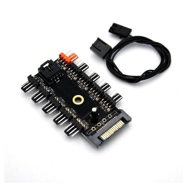 12V 10 Way 4pin SATA IDE Fan Hub Speed Controller Regulator For Computer Case With PWM Co