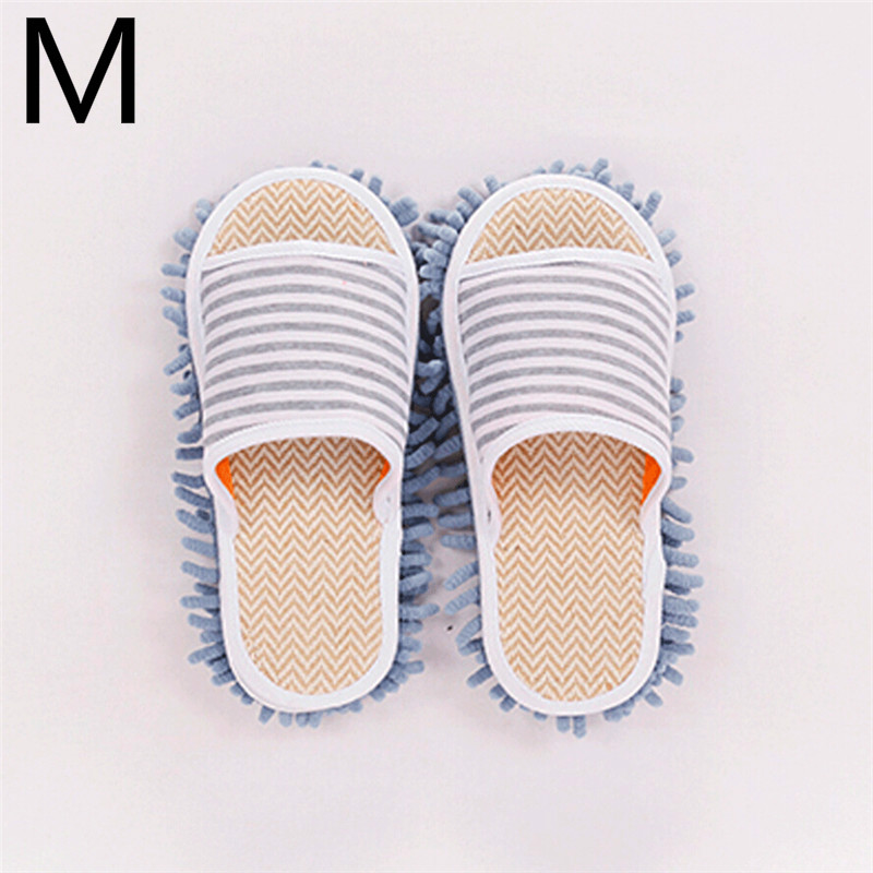1 par de zapatillas de suelo para limpieza de pies, zapatillas mopa para casa perezosa, chanclas para el hogar, herramientas de limpieza: Gray StripeM
