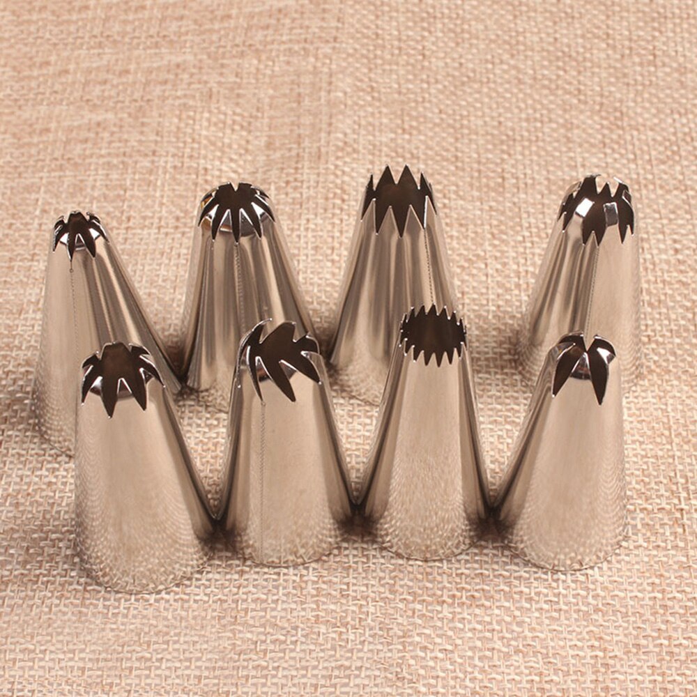 8Pcs Big Size Russische Pastry Icing Piping Nozzles Rvs Decorating Tip Cake Cupcake Decorateur Rose Accessoires Keuken