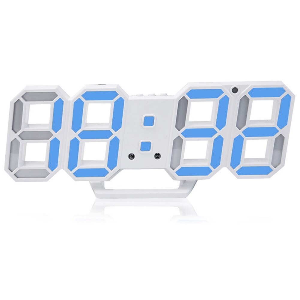 Night Light Display Electronic Wall Decoration Alarm Desk Digital Clock Modern Home 3D Led: blue