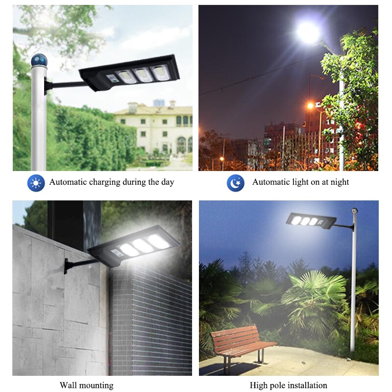 LED solar street light PIR Motion Sensor outdoor Wall Light with pole Adjustable Waterproof IP65 30W Yard Path Home Garden Lamp