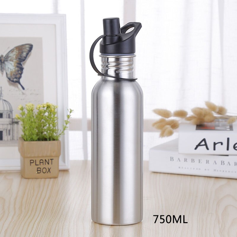 350/500/750Ml Rvs Water Fles Solid Colr Sport Drink Fles Reizen Wandelen Paardrijden Keuken Water flessen Bike Fles: style 1 750ml