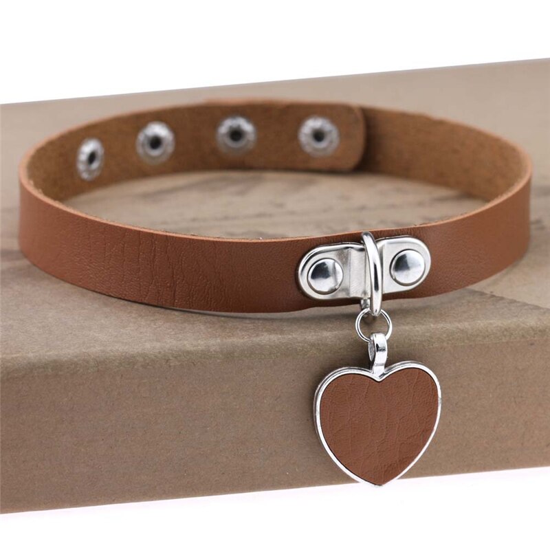 Heart Pendant PU Leather Choker Necklace Girls Punk Statement Jewelry Wedding Party Jewelry Accessories: 7
